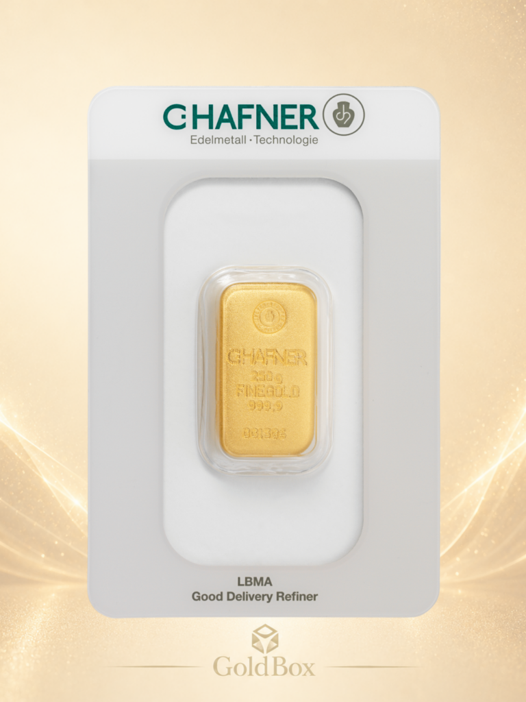 Feingoldbarren <br>C.Hafner 250 g<br>Neuware<br><p style=