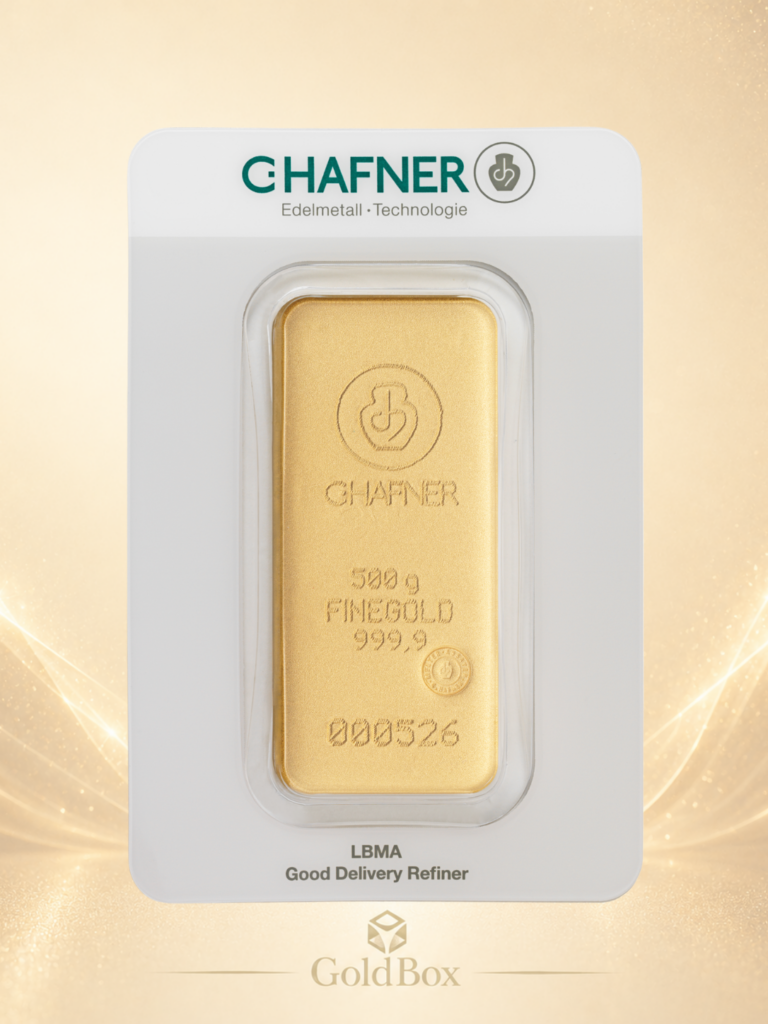 Feingoldbarren <br>C.Hafner 500 g<br>Neuware<br><p style=