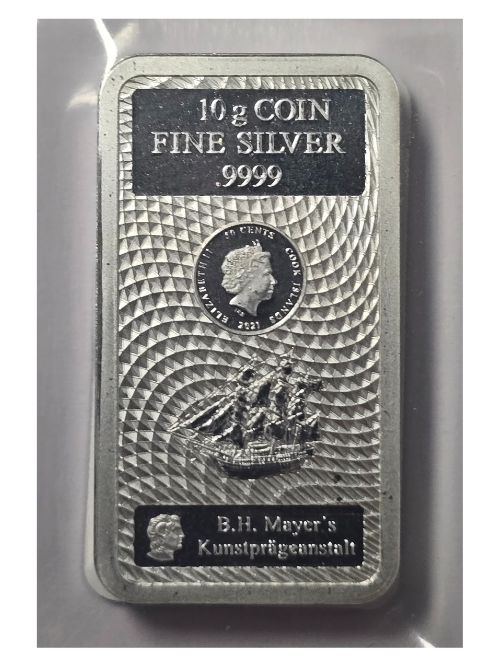 Feinsilberbarren<br>Cook Islands<br>10 x 10g<br>Auf Lager<br>214,- €