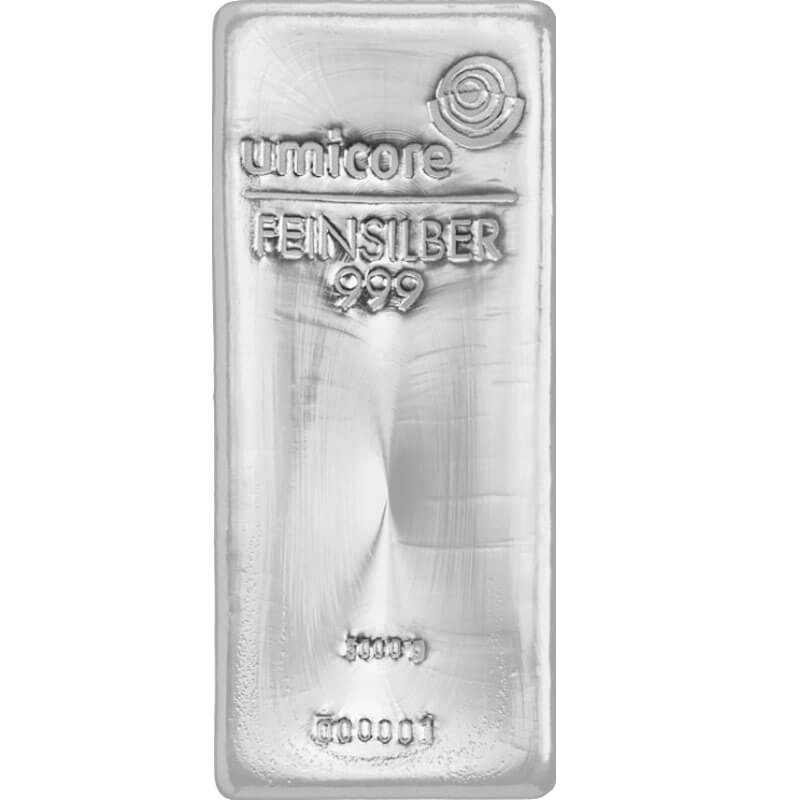 Feinsilberbarren<br>Umicore<br>5.000g<br>1 x Auf Lager<br>14.499,- €<br>incl. 19% USt.