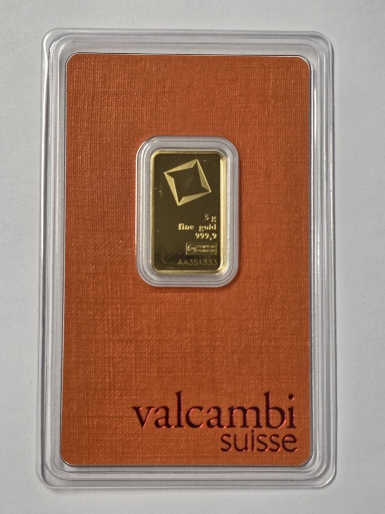 Feingoldbarren<br>Valcambi<br>5g<br>1 x Auf Lager<br>679,- €