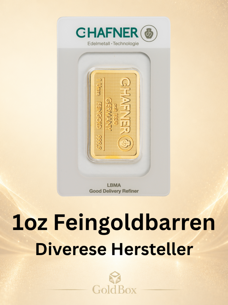 Feingoldbarren<br>1 Unze / 31,1g<br>2 x Resell<br>3.649,- €